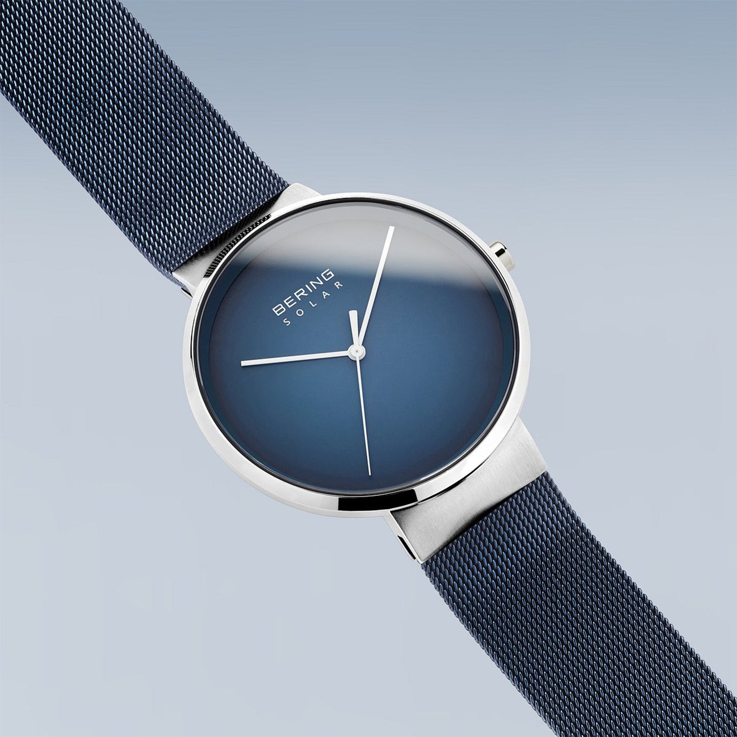 Bering 14339-307 Unisex Blue Steel Mesh Solar Watch