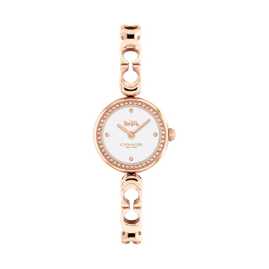 Coach 14504130 Women's Rose Gold Steel Bangle and White Dial Quartz Watch