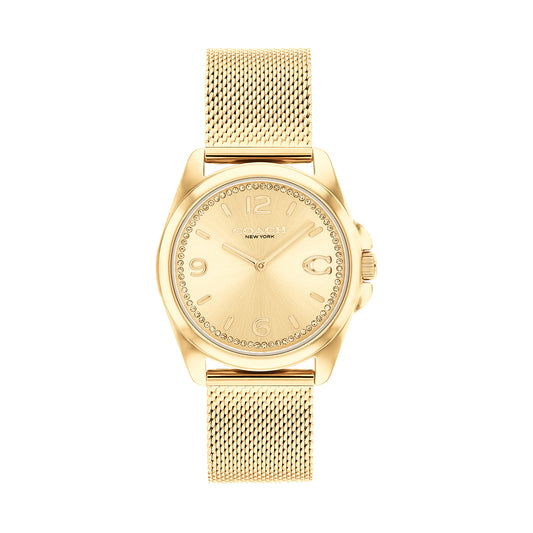 Coach 14504144 Women's Gold Stainless Steel Mesh Bracelet  and Champagne Dial Quartz Watch