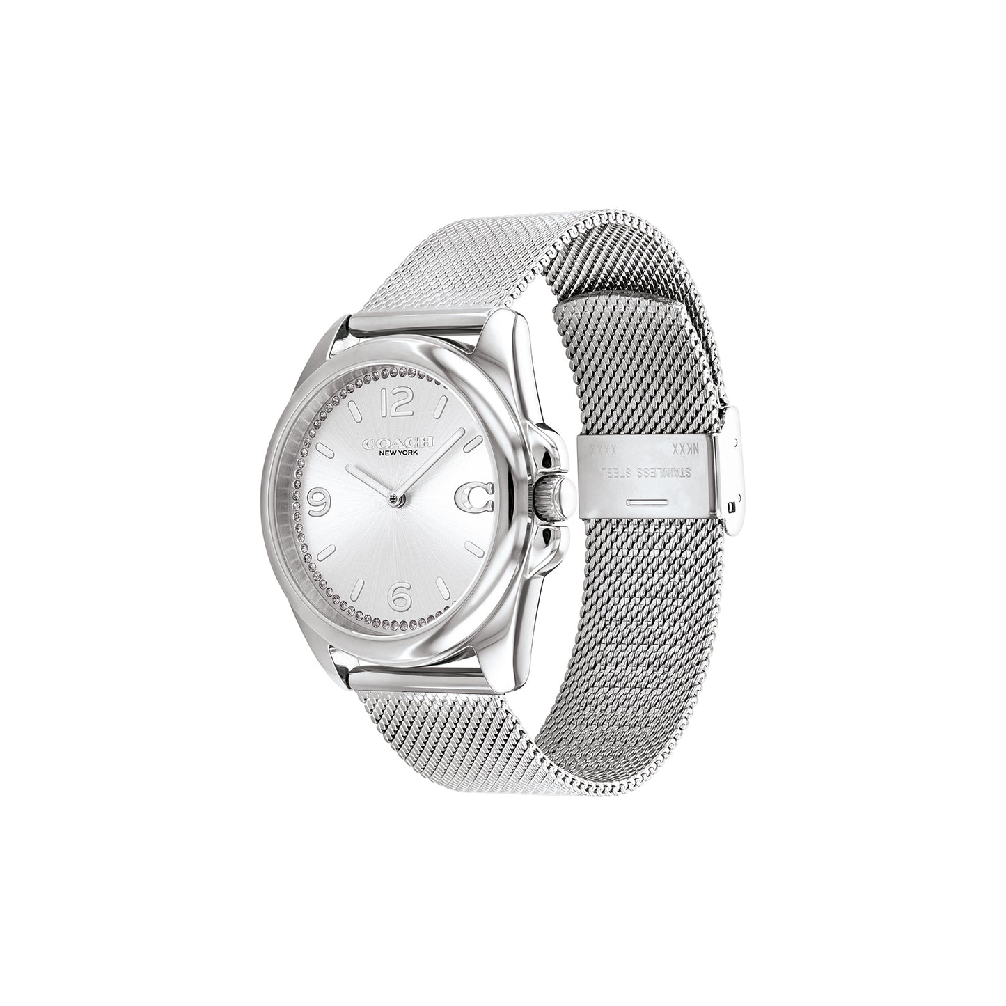 Coach 14504146 Women's Stainless Steel Mesh Bracelet and Silver White Dial Quartz Watch