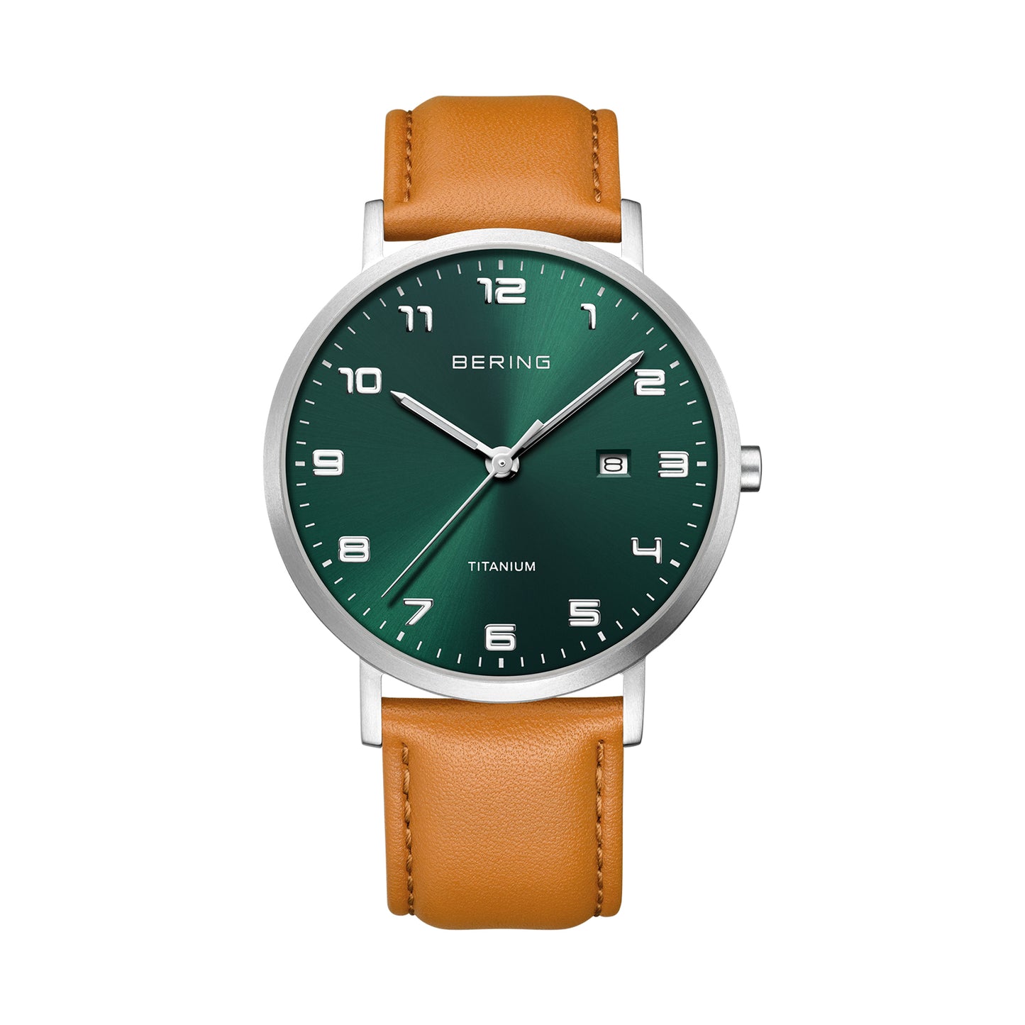 Bering 18640-568 Men's Calfskin Leather Strap Watch