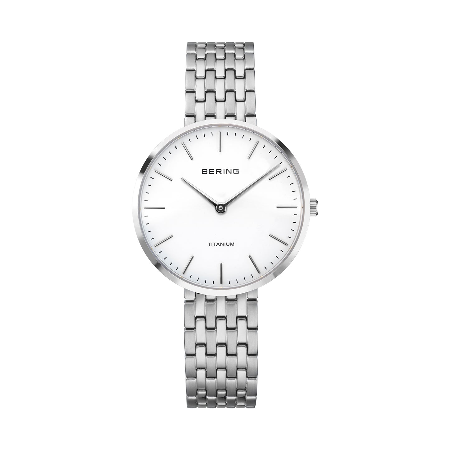Bering 19334-004 Women's Silver Titanium Strap with Titanium Links Quartz Watch