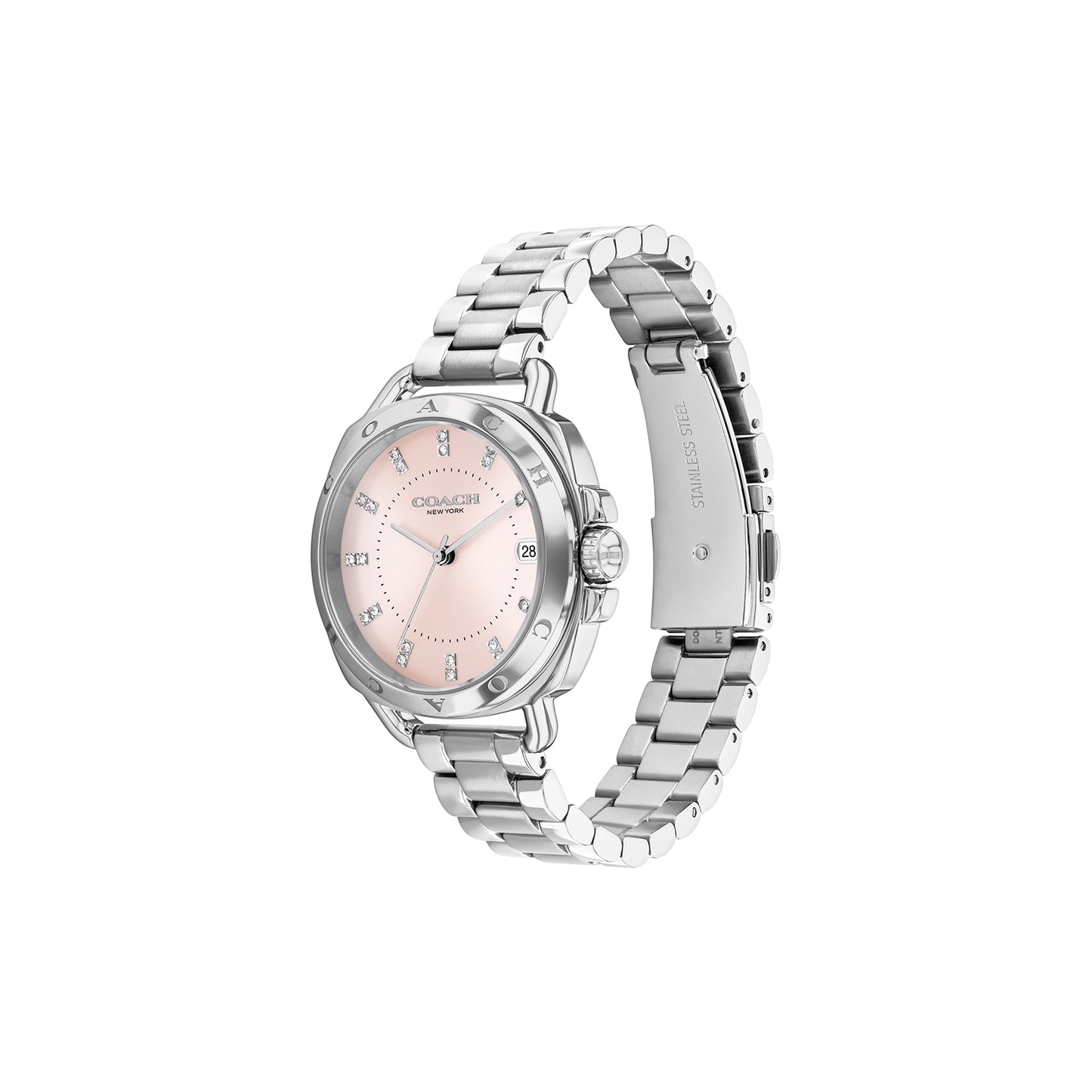 Coach 14504156 Women's Stainless Steel Bracelet and Pink Dial Quartz Watch