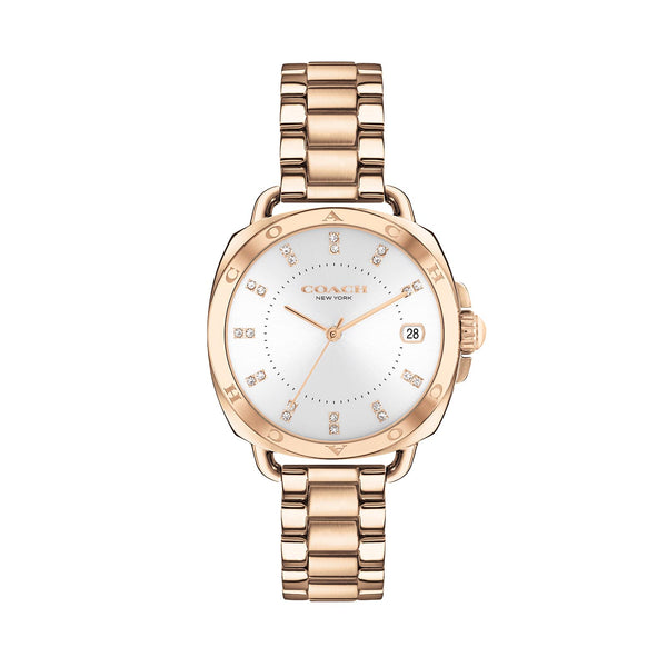 Coach 14504158 Women's Rose Gold Ionic Plated Steel Bracelet and White ...