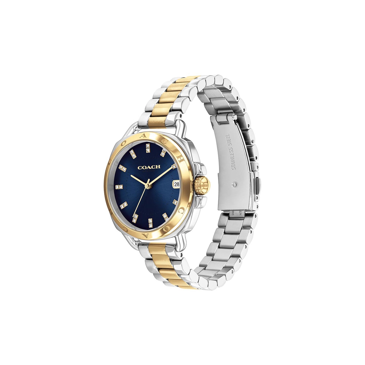 Coach 14504160 Women's Two-tone Gold & Stainless Steel Bracelet and Blue Dial Quartz Watch
