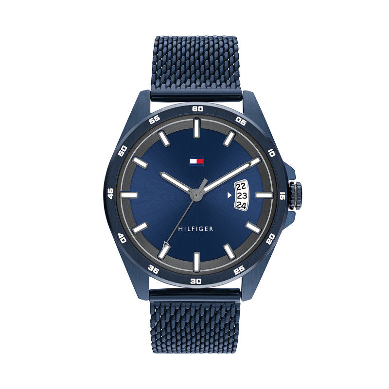 Tommy Hilfiger 1791911 Men's Ionic Blue Plated Steel Mesh Watch