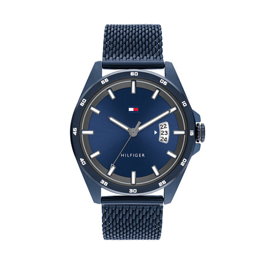 Tommy Hilfiger 1791911 Men's Ionic Blue Plated Steel Mesh Watch