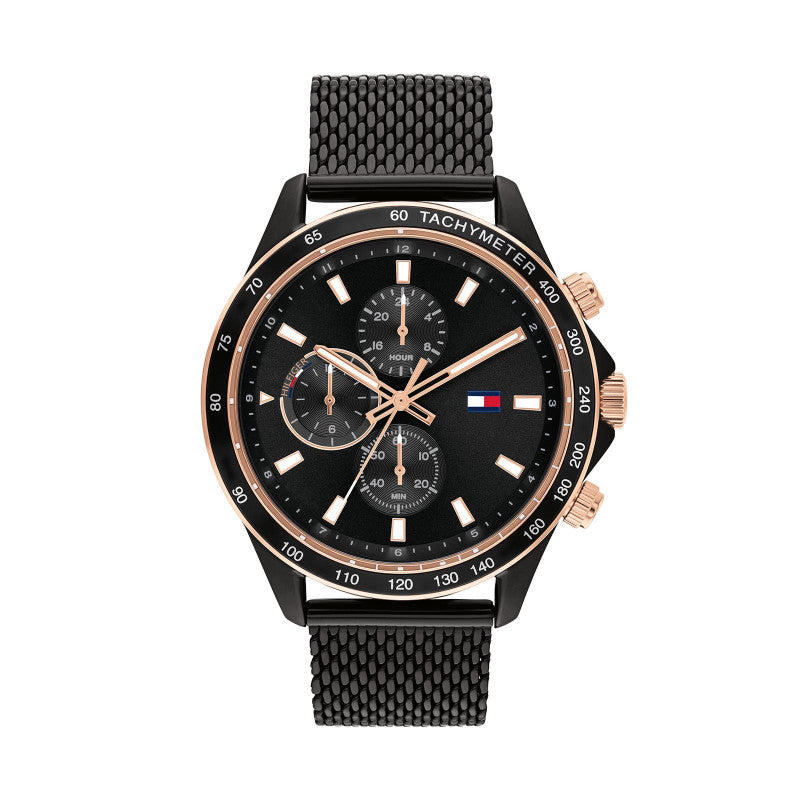 Tommy Hilfiger 1792020 Men's Ionic Black Plated Steel Mesh Watch